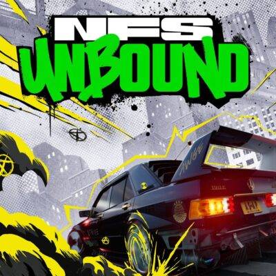 Obrázok z hry Need for Speed Unbound (PC) zobrazuje dynamickú automobilovú akciu s rýchlymi vozidlami, mestským prostredím a grafickými efektmi, ktoré zdôrazňujú rýchlosť a adrenalín.